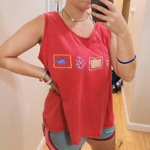 Vintage Oversized Red Summer Tank Top Large
